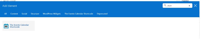 The events shortcodes option
